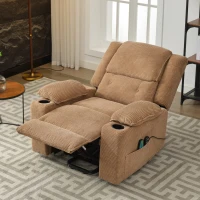 Remote Control Power Lift Massage Chair with Heat, Cup Holders, Upholstered Lounger Chair for Living Room, 95L x 73W x 102H cm, Light Brown(m-10)