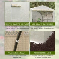 Outsunny Seră Tunel pentru Grădină cu 6 Ferestruici și Ușă Rulantă, Seră pentru Grădină din Oțel, 3,5x3x2 m, Alb(m-5)