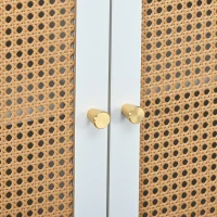 Kitchen Sideboard with 3 Doors and Metal Handles, Cupboard with Storage for Living Room and Office, 130L x 40W x 76H cm, White(m-11)