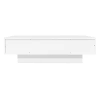 High Gloss LED Coffee Table with 2 Drawers and Bluetooth Control, Tea Table with Particle Board, 115L x 55W x 34H cm, White(m-13)