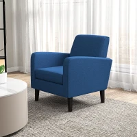 HOMCOM Linen-Look Boxy Armchair - Blue(m-9)