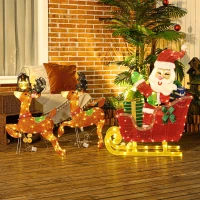 Outsunny Stralende Kerstdecoratie, Kerstman op Slee met Rendieren, 246 LED-Lampjes, Grondspiezen, Veelkleurig(m-8)