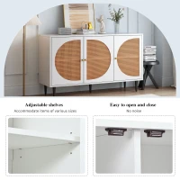 Kitchen Sideboard with 3 Doors and Metal Handles, Cupboard with Storage for Living Room and Office, 130L x 40W x 76H cm, White(m-4)
