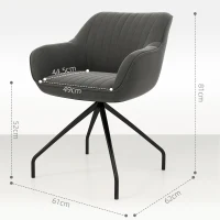 HOMCOM Obrotowy Fotel Akcentowy, Nowoczesny z Metalowymi Nogami do Salonu, Sypialni, Biura, Szary(m-3)