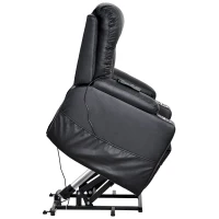 Remote Control Leather Recliner Chair Sofa with Side Pockets, Cup Holders, Electric Recliner Armchair for Elderly, 83L x 90W x 105H cm, Black(m-10)