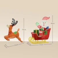 Outsunny Stralende Kerstdecoratie, Kerstman op Slee met Rendieren, 246 LED-Lampjes, Grondspiezen, Veelkleurig(m-3)