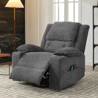 Electric Upholstered Power Lift Massage Chair with Heat, Cup Holders, Remote Control Office Recliner Armchair, 95L x 73W x 102H cm, Grey(m-9)
