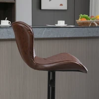 HOMCOM Set 2 Scaune de Bar cu Înălțime Reglabilă, Șezut Rotativ și Suport pentru Picioare, 46,5x54x88-108 cm, Maro(m-7)