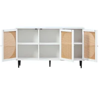 Kitchen Sideboard with 3 Doors and Metal Handles, Cupboard with Storage for Living Room and Office, 130L x 40W x 76H cm, White(m-13)