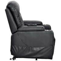 Remote Control Leather Recliner Chair Sofa with Side Pockets, Cup Holders, Electric Recliner Armchair for Elderly, 83L x 90W x 105H cm, Black(m-13)