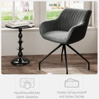 HOMCOM Obrotowy Fotel Akcentowy, Nowoczesny z Metalowymi Nogami do Salonu, Sypialni, Biura, Szary(m-6)