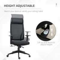 Vinsetto Mesh Office Chair Breathable Fabric Computer Home Executive w/ Wheels Black(m-4)