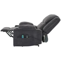 Electric Upholstered Power Lift Massage Chair with Heat, Cup Holders, Remote Control Office Recliner Armchair, 95L x 73W x 102H cm, Grey(m-12)