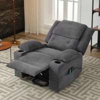 Electric Upholstered Power Lift Massage Chair with Heat, Cup Holders, Remote Control Office Recliner Armchair, 95L x 73W x 102H cm, Grey(m-10)