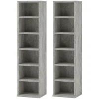 HOMCOM Set of Two 102 CD Storage Units - Cement Grey(m-1)