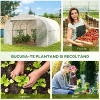 Outsunny Seră Tunel pentru Grădină cu 6 Ferestruici și Ușă Rulantă, Seră pentru Grădină din Oțel, 3,5x3x2 m, Alb(m-6)