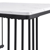 2 Piece High Gloss Coffee Table with Nesting Tables, Marble Side Table with Metal Frame, 60L x 60W x 45H cm, White+Black(m-10)