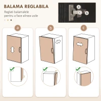 HOMCOM Dulap de Bucătărie cu 9 Rafturi Reglabile, cu Uși de Sticlă și Bază Înălțată din Lemn, 76x36x160 cm, Negru(m-6)