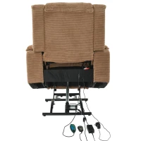 Remote Control Power Lift Massage Chair with Heat, Cup Holders, Upholstered Lounger Chair for Living Room, 95L x 73W x 102H cm, Light Brown(m-13)