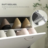 HOMCOM Mobilier pentru Hol cu Raft pentru Încălțăminte, Oglindă, 6 Cârlige, 2 Rafturi și Sertare, 90x24x177 cm, Gri(m-6)