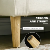 HOMCOM Modern Loveseat Sofa, Compact 2 Seater Sofa with Hidden Storage, 117cm Tufted Cotton Couch with Wood Legs, Cream White(m-6)