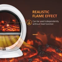 HOMCOM LED elektrische haard staande haard haardkachel met vlameffect 1500W metaal ABS kunststof wit 30,5 x 18 x 35 cm(m-5)