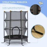 HOMCOM Trambulină pentru Copii 3-10 Ani cu Plasă de Siguranță, Suprafață Elastică cu Bare Capitonate, Ø163x190 cm, Negru(m-5)