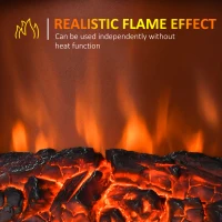 HOMCOM Elektrische Kachel Vrijstaand, Vlameffect, 2 Verwarmingsmodi 1000W/2000W, Gehard Glas, Zwart, 36,5x24x45,5 cm(m-4)