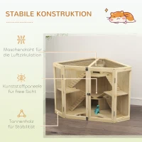PawHut Hamsterkooi, 4-Laags Ontwerp, met Voederstation, Wip, Loopplank, Hutjes, 115 x 69,5 x 79 cm, Hout(m-6)
