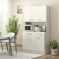 HOMCOM Freestanding Kitchen Pantry Storage Cabinet - White(m-2)