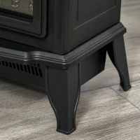 HOMCOM Elektrische Kachel Vrijstaand, Vlameffect, 2 Verwarmingsmodi 1000W/2000W, Gehard Glas, Zwart, 36,5x24x45,5 cm(m-9)