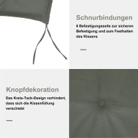 Outsunny Bankauflage, 2er Set, Bankkissen, Sitzkissen für Gartenbank, Polster Polyester Dunkelgrau 120 x B54 x D5 cm(m-6)