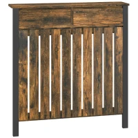 HOMCOM 93 x 88.5cm Rustic-Look Radiator Cover - Brown/Black(m-1)