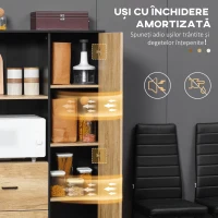 HOMCOM Bufet Modern cu 2 Sertare, 2 Rafturi și un Dulăpior cu 4 Compartimente, 88x35x160 cm, Lemn Natural(m-5)