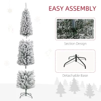 HOMCOM 7' Artificial Prelit Christmas Trees Holiday Décor with Colourful LED Lights, Flocked Tips, Berry, Pine Cone(m-7)
