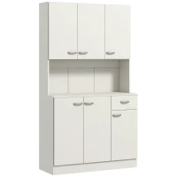 HOMCOM Freestanding Kitchen Pantry Storage Cabinet - White(m-11)