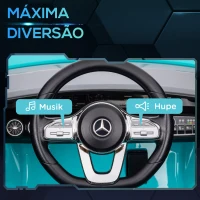 AIYAPLAY Carro Elétrico para Crianças Carro Mercedes AMG CLA 45 com Bateria 12V  Faróis LED Buzina e Música 110x61x45 cm Azul Turquesa(m-6)