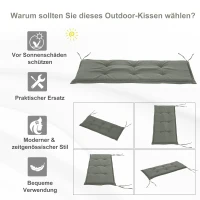 Outsunny Bankauflage, 2er Set, Bankkissen, Sitzkissen für Gartenbank, Polster Polyester Dunkelgrau 120 x B54 x D5 cm(m-4)