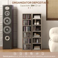 Homcom Set 2 Rafturi CD/DVD Gri inchis – 12 Rafturi, Capacitate 204 CD-uri, 21×22,5×88,5 cm(m-4)
