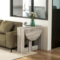 HOMCOM Space-saving Drop Leaf Table, Folding Dining Table for Small Space, Kitchen, Dining Room, Grey(m-7)