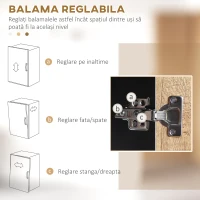 HOMCOM Bufet Modern cu 2 Sertare, 2 Rafturi și un Dulăpior cu 4 Compartimente, 88x35x160 cm, Lemn Natural(m-7)