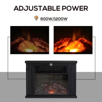 HOMCOM Elektrische kachel haardkachel 1200 W elektrisch werkende kachel vrijstaande kachel vlameffect(m-5)