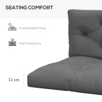 Outsunny 2 Seater Pallet Seat Cushions Back Pillows Replacement, Patio Chair Cushions Set for Indoor Outdoor, Charcoal Grey(m-5)