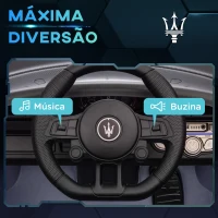 AIYAPLAY Carro Elétrico para Crianças Carro Maserati GT2 12V  com Controlo Remoto Faróis LED Buzina E Música  115x60x45 cm Cinza(m-7)