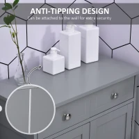 kleankin 75x60cm Freestanding Bathroom Storage Cabinet Unit w/ 2 Drawers Cupboard Adjustable Shelf Metal Handles Traditional Style Grey(m-7)