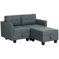 HOMCOM 'L' Shape Modular Storage Sofa - Dark Grey(m-1)