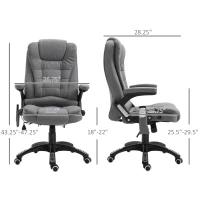 Vinsetto® kantoorstoel massagestoel draaistoel in hoogte verstelbaar 130° hoek linnen grijs 67 x 85 x 116 cm(m-3)