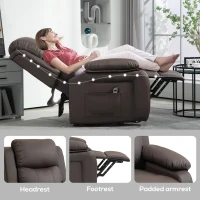 HOMCOM Fotoliu Electric cu Ridicare, Rabatabil până la 160° cu Telecomandă, din Imitație de Piele, 76x90x105 cm, Maro(m-6)