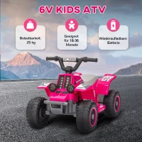 AIYAPLAY Elektrisch Quad Bike voor Kinderen, Batterij-aangedreven, Voor- en Achteruitrijden, LED-Lichten, 18-36 Maanden, Roze(m-7)