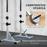 HOMCOM Set 2 Suporturi pentru Gantere cu 3 Cârlige, Înălțime Reglabilă și Capacitate de 200 kg, 58,5x75,5x176 cm, Argintiu(m-4)